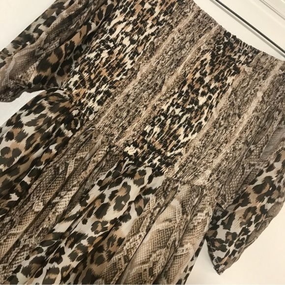 SOIÉBLU Leopard and Snake Print Off Shoulder Maxi Dress Size Small - Picture 7 of 8